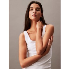 Calvin Klein Kadın Beyaz Calvin Klein Refıned Cotton Scoop Kadın Beyaz T-Shirt