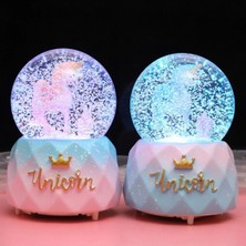 PremiumPort Büyük Boy Unicorn Işıklı Müzikli Kar Küresi, Sıcak ve Eğlenceli Atmosfer