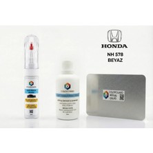 COLORGUARD Honda NH 578 Beyaz Rötuş Seti - 2 si 1 Arada İğne ve Fırça Uçlu Şişe, Solüsyon ve Rötuş Çeliği