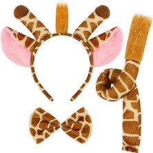 Zero Land Techmrt Zürafa Kosümü Aksesuar Seti 3 Lü - Taç Papyon Kuyruk