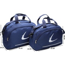 Harmela Unisex Iki Bölmeli Uzun Askılı Kadın ve Erkek Kullanabilir Ikili Set Seyahat Fitness ve Spor Çantası