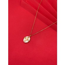 Melisa Takı & Aksesuar 316L Çelik Gold Renk Alya Açılır Resimli Taşlı Kolye