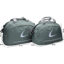 Harmela Unisex Iki Bölmeli Uzun Askılı Kadın ve Erkek Kullanabilir Ikili Set Seyahat Fitness ve Spor Çantası