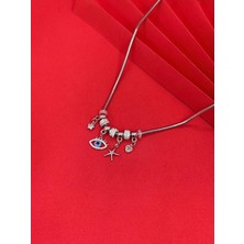 Melisa Takı & Aksesuar 316L Çelik Gümüş Renk Pandora Nazar Kolye