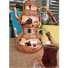 UltraMint Bakır Çaydanlık, Ahşap Kulplu, Orta Boy, 2 Kişilik, Şık ve Şık Tasarım