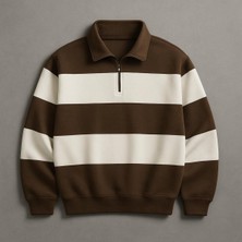 Risil-Nu Company Unisex 3 Iplik Yeni Sezon Premium Kumaş Parçalı Polo Yaka Tekli Sweatshirt