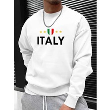 Risil-Nu Company Erkekler Için Baskılı Yuvarlak Yaka Sweatshirt