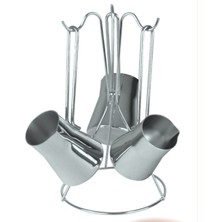 UltraMint Paslanmaz Çelik 3'lü Cezve Seti, Metal Kulp, Beyaz Renk