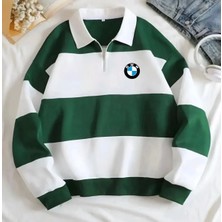 Risil-Nu Company Yeni Sezon Bmw Baskılı Yarım Fermuarlı Polo Yaka Kalın Sweatshirt Içi Polarlı Kışlık Unisex
