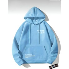 Risil-Nu Company Unisex Bej 3 Iplik Şardonlu Kanguru Cepli Happiest Baskılı Oversize Kapşonlu Sweatshirt