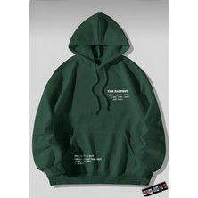 Risil-Nu Company Unisex Bej 3 Iplik Şardonlu Kanguru Cepli Happiest Baskılı Oversize Kapşonlu Sweatshirt