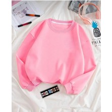 Risil-Nu Company Yeni Sezon Kalın Geniş Pembe Oversize Pamuklu (3iplik) Sweat