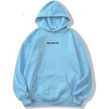 Risil-Nu Company 3 Iplik Kalın Şardonlu Brooklyn Baskılı Oversize Model Kapüşonlu Hoodie