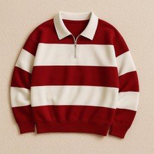 Risil-Nu Company Unisex 3 Iplik Yeni Sezon Premium Kumaş Parçalı Polo Yaka Tekli Sweatshirt