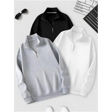 Risil-Nu Company Yeni Sezon Içi Şardonlu Kışlık Yarım Fermuarlı 3'lü Sweatshirt Takımı