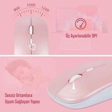 Storemax Windows//ıos Sistemi Için Kablosuz Bluetooth Uyumlu Klavye Fare Seti Mini Ultra Ince Şarj Edilebilir Türkçe (Pembe)