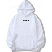 Risil-Nu Company 3 Iplik Kalın Şardonlu Brooklyn Baskılı Oversize Model Kapüşonlu Hoodie