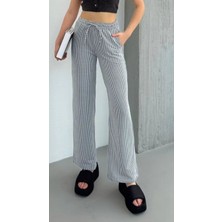 Thiff Gymwear Yandan Cepli Beli Bağcıklı Su Yolu Kadın Çizgili Pantolon