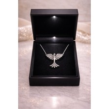 Siset Gümüş 925 Ayar  Rodyum  Kaplama Işıklı Kutuda  Zümrüdü Anka  Kuşu  Gümüş Kolye