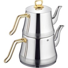 UltraMint Paslanmaz Çelik Piramit Gold Çaydanlık No:3, Şık ve Dayanıklı Tasarım