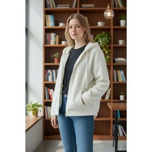 Risil-Nu Company Kadın Peluş Fermuarlı Kapüşonlu Polar Sweatshirt – Yumuşak Dokulu Rahat Oversize Model