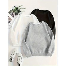 Risil-Nu Company Yeni Sezon Içi Polarlı Unisex Sıfır Yaka Sweatshirt 3'lü Paket