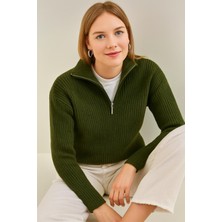 Risil-Nu Company Yeni Sezon Kadın Yarım Fermuarlı Ribana Triko Kazak