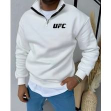 Risil-Nu Company Unisex Yarım Fermuarlı Kışlık Şardonlu Ufc Baskılı Pamuklu Sweatshirt