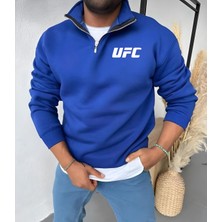 Risil-Nu Company Unisex Yarım Fermuarlı Kışlık Şardonlu Ufc Baskılı Pamuklu Sweatshirt