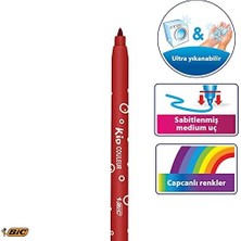 Storemax Bıc Kids Kid Couleur Ultra Yıkanabilir Keçeli Boya Kalemi 12 Renk, Kolayca Çoğu Kumaştan Çıkar, Su Bazlı Keçeli Kalem