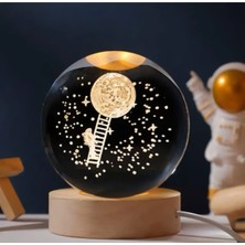 PremiumPort Renkli Işıklı Cam Küre, Merdivenle Tırmanan Astronot, 8cm