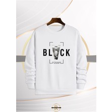 Risil-Nu Company Yeni Sezon Black Baskılı 3 Iplik Içi Şardonlu Oversize Sıfır Yaka Sweatshirt