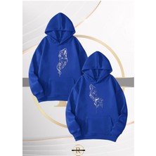 Risil-Nu Company Yeni Sezon Wolf Couple Baskılı Oversize Kapüşonlu 2'li Sweatshirt Takım - Sevgili Kombini