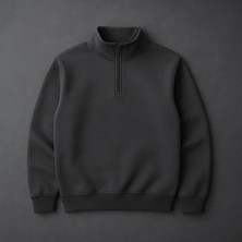 Risil-Nu Company Unisex 3 Iplik Yeni Sezon Premium Kumaş Yarım Fermuarlı Tekli Sweatshirt