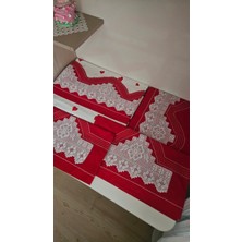 Zesa Home El Işi Dantelli, Bordürlü ve Desenli Nevresim Takımı-Kırmızı Kalpli