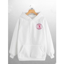Risil-Nu Company Yeni Sezon Unisex Paris Futbol Sırt Baskılı Beyaz Kanguru Cepli Hoodie