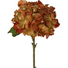 Nettenevime Yapay Çiçek Ortanca Kızıl Kahve Yanık Ortanca  Tek Dal 35*15CM Pastel Renkli Desenli Kumaş Çiçek