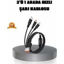 3’ü 1 Arada Şarj Kablosu Type-C Ios Android Uyumlu Hızlı ve Güvenli Şarj