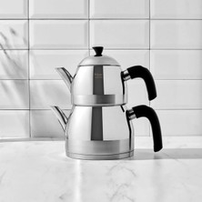 UltraMint Venüs Indüksiyon Midi Çelik Çaydanlık, Siyah, Dayanıklı ve Şık Tasarım