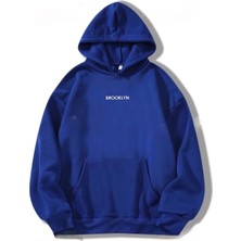 Risil-Nu Company 3 Iplik Kalın Şardonlu Brooklyn Baskılı Oversize Model Kapüşonlu Hoodie