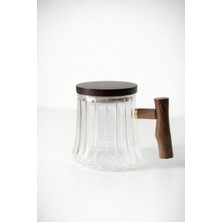 UltraMint Şık Çizgili Cam Demlik, 400 Ml, Kulplu, Estetik ve Kullanışlı Tasarım