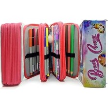 Storemax Kalem Kutusu Ressam Kız Resim Kawai Organizer Kalemkutu Vegan Deri Üç Bölmeli Kalemlik Pembe