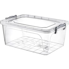 Storemax Dikdörtgen Şeffaf Plastik Erzak Saklama Kabı, Kapaklı, Istiflenebilir Depolama Kutusu (1 Adet, Şeffaf, 15 L)