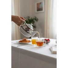 UltraMint Şık Sultan Desen Porselen Demlik 650 Ml, Çay Keyfi Için Ideal