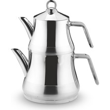 UltraMint Paslanmaz Çelik Mini Çaydanlık, Metal Kulp, Kendinden Süzgeçli