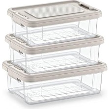 Storemax Life 3’lü Orta Boy Saklama Seti (3 x 1.5 Litre) – Mat Dokulu Bej, Kilitli Kapaklı Istiflenebilir Premium Gıda Kabı