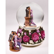 PremiumPort Renkli Güller Büyük Kar Küresi, Müzikli ve Kendinden Üflemeli, El Boyaması