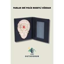 Outdoorun Parlak Gri Polis Rozetli Cüzdan