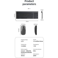 Storemax Onezero Kablosuz Türkçe Klavye Mouse Set Şarjlı Klavye Mouse 2.4g USB Dongle ve Bluetooth Bağlantılı Ergonomik Tasarım Kablosuz Keyboard Fare Titanyum Renk ZR609