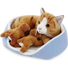 Storemax Animals Of The World Sepette Yavrulu Kedi Peluş Oyuncak, Sepet